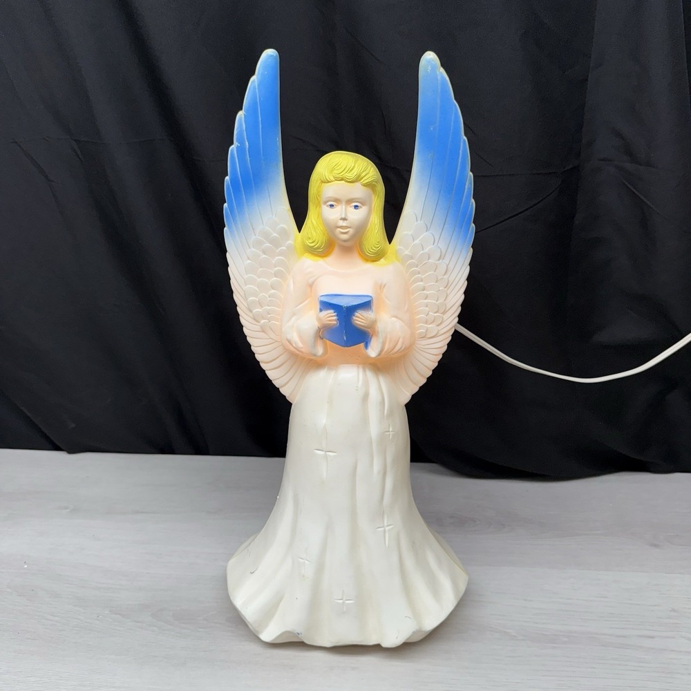 Vintage Union Products Plastic Blow Mold Light-Up Christmas Angel 18" Tall